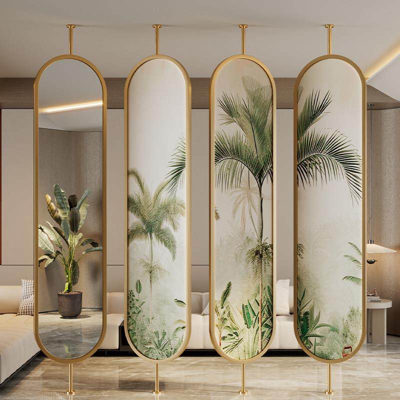 珐琅彩艺术玻璃屏风隔断客厅2024新款家用现代简约入户对门玄关