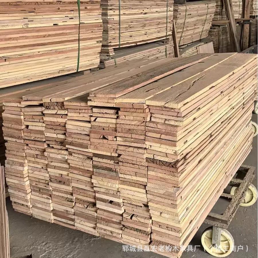 北方风化老榆木旧木板原木复古老门板实木茶桌茶台吧台大桌面图片