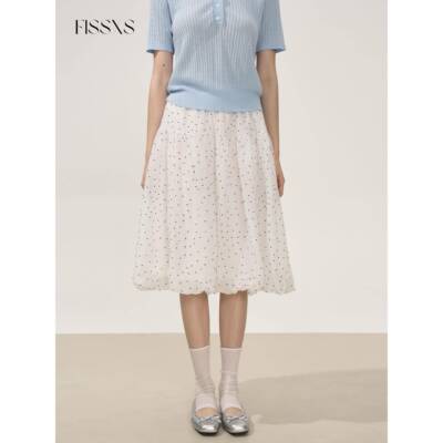 FISSXS 夏季新款波点花苞半裙松紧百搭甜美裙子女
