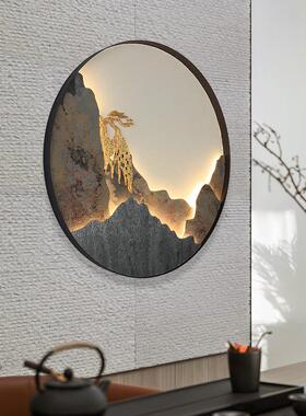 跨境玄关壁灯客厅沙发背景灯茶室立体山水岩板装饰画LED壁灯