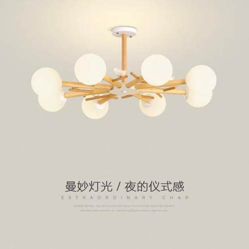 北欧客厅个性小鸟玻璃吊灯书房卧室餐厅原木艺日式侘寂风木艺吊灯