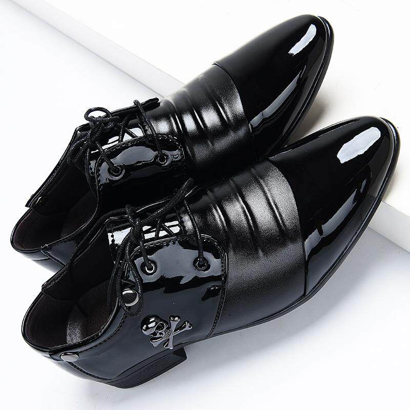 高档男潮士商务套黑色漆皮皮鞋男士工作鞋季韩式春装英式尖头发型