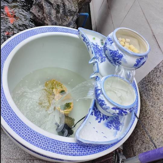 包邮水缸循环过滤器流水布增陶瓷摆件古养鱼缸瀑氧循环过滤TQE法