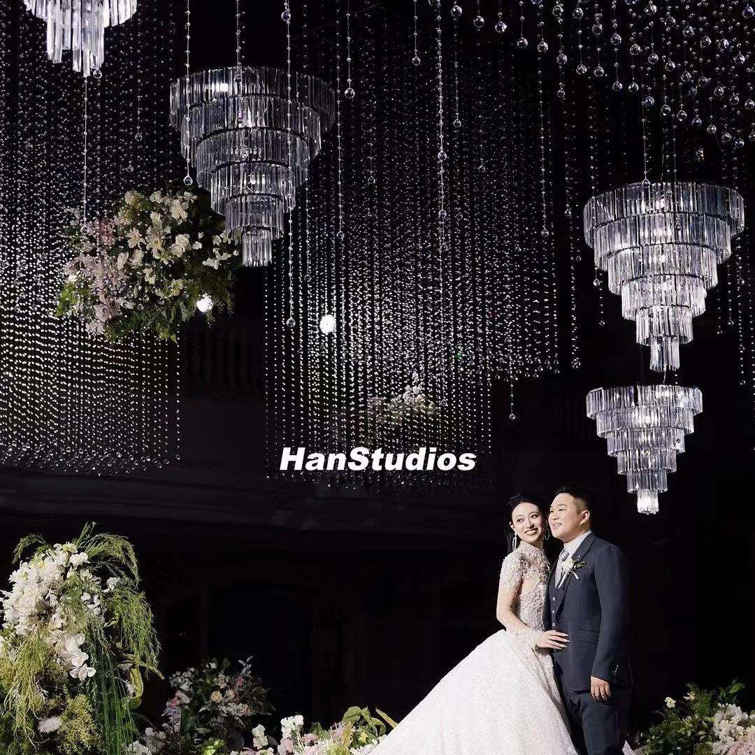 婚庆道具多层水晶灯冰条吊灯亚克力挂件婚礼堂舞台宴会厅吊顶装饰