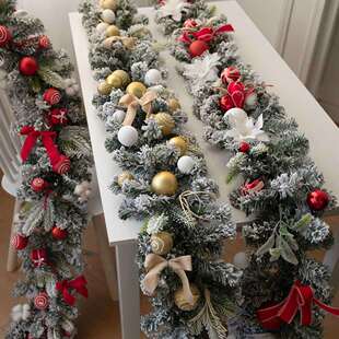 饰品 装 圣诞藤仿真花环572蓝色装 饰布置条植条绒饰藤粉色圣诞节装