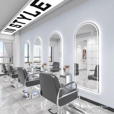 网红潮店理发地店镜PBH子发廊美专用发店落镜染led壁挂式简约烫镜