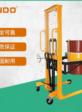 供应油桶堆高车手动叉车350kg液压油桶搬运车升高车油桶倒料车