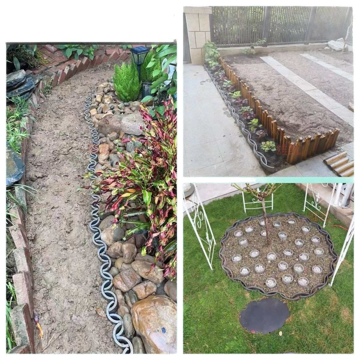 瓦片围边装饰花园收边围挡土仿古小青瓦拼花铺地立瓦片半圆瓦庭院