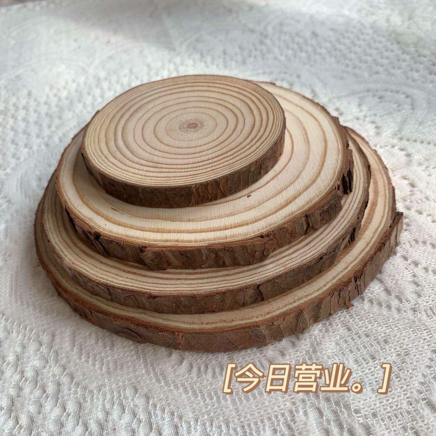 餐桌隔热垫ins风原木年轮松木片圆形杯垫防烫隔热杯垫木头餐垫覆
