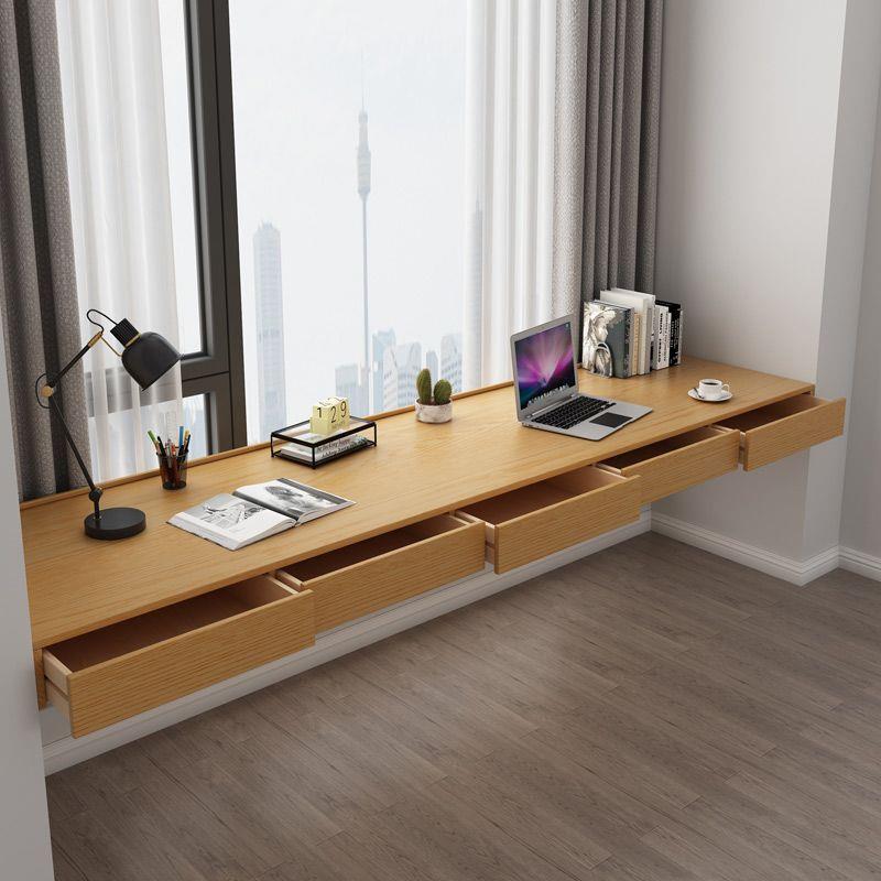 实木飘窗滑轨书桌一体设