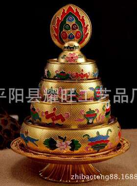 景泰蓝曼扎实地铜曼扎 曼扎盘/曼茶盘/曼茶罗特大号