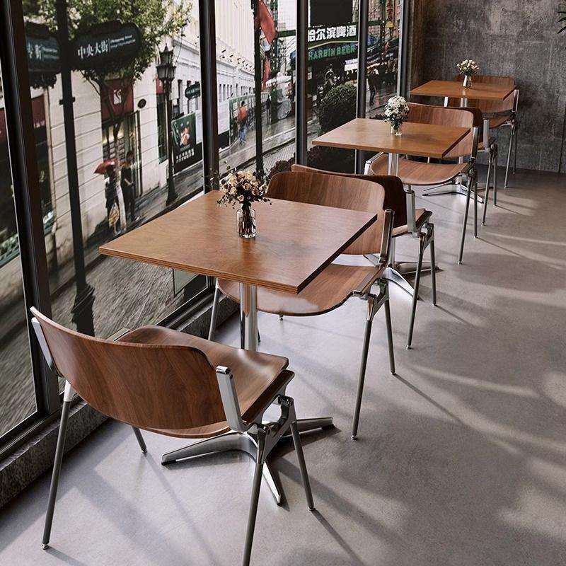 工业风不锈钢餐厅桌椅餐饮奶茶店咖啡厅桌椅商用餐厅桌子椅子套装