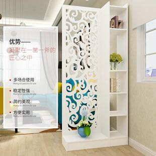 欧式屏风隔断玄关柜镂空雕花简约现代门厅隔断柜客厅白色展示酒柜