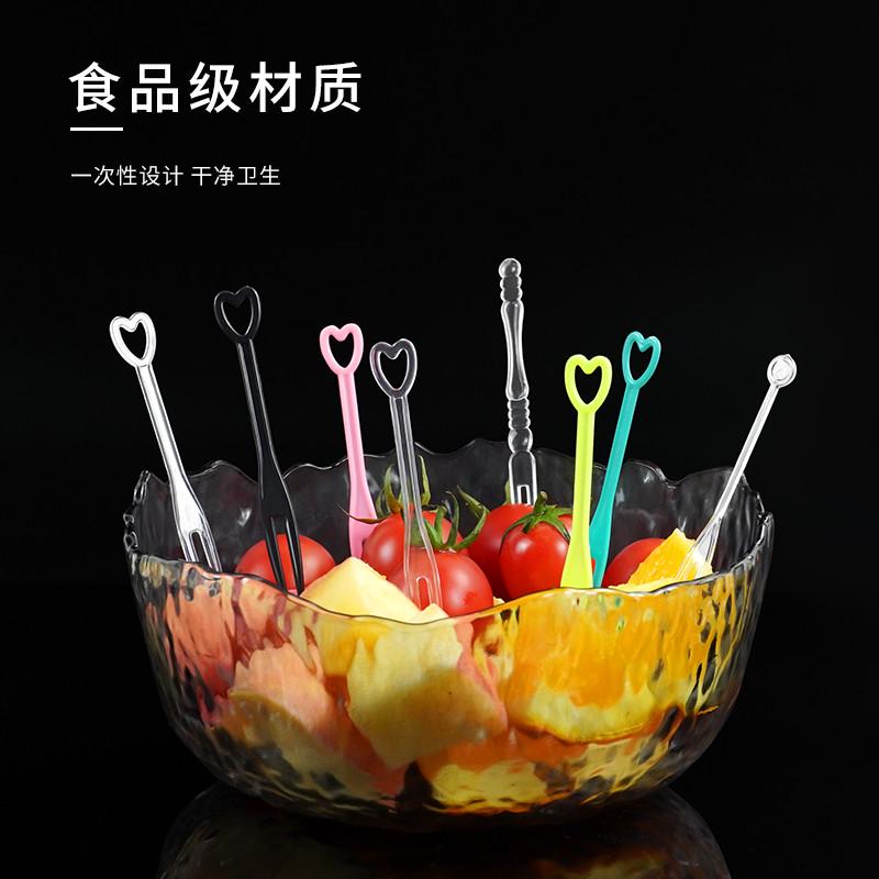 水果叉一次性叉子独立包装塑料点心蛋糕水果签KTV专用果插3000支