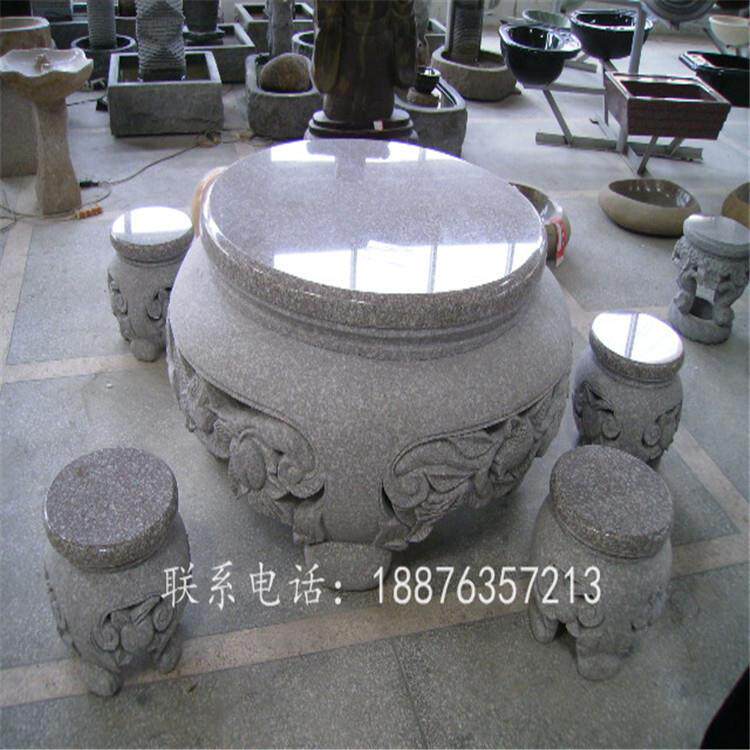 庭院户外石桌椅 大理石成品石桌石凳 公园户外休闲石头桌凳可