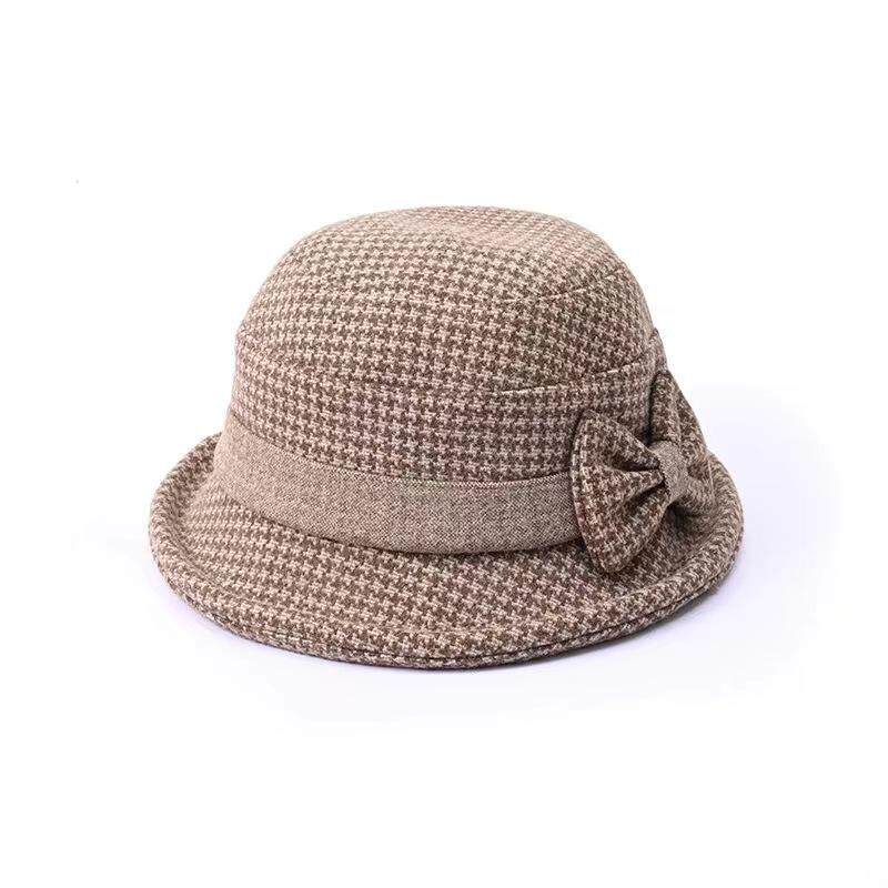 中老年人帽子女士盆帽妈妈保暖夫帽秋冬天毛呢礼帽春秋奶奶布帽