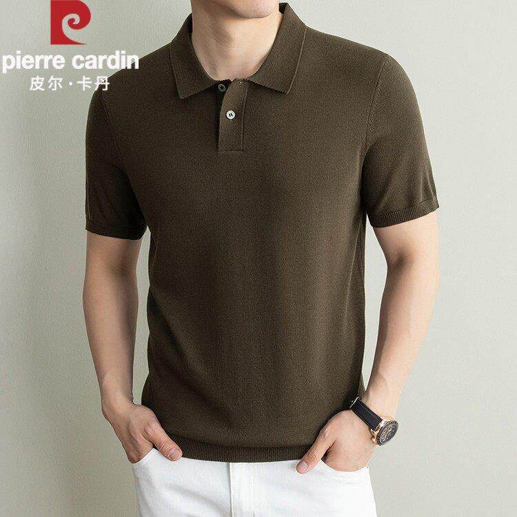 皮尔卡丹高端亚麻翻领短袖T恤男夏季中年爸爸商务休闲透气polo衫