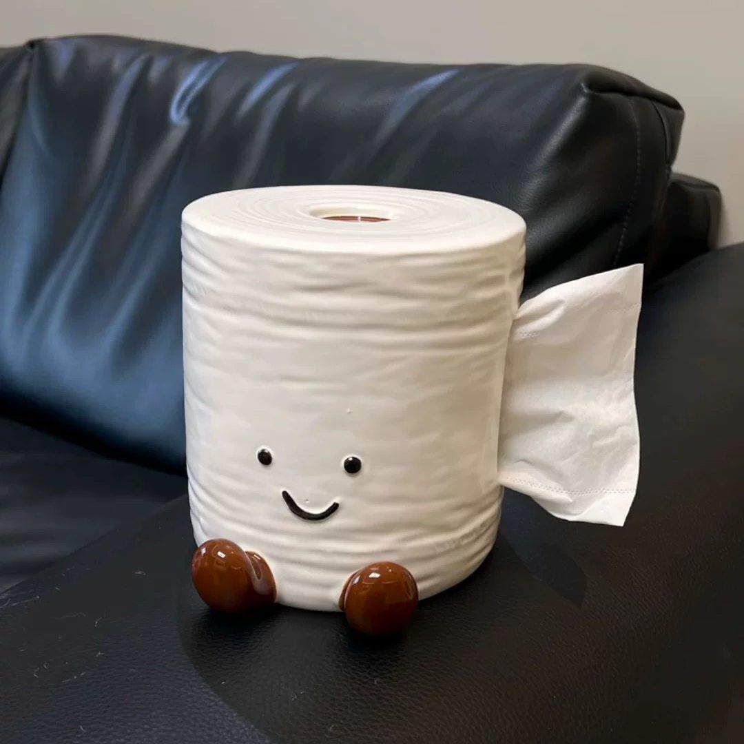 厕纸玩偶创意陶瓷纸巾盒抽纸收纳高颜值卫生间客厅装饰桌面摆件