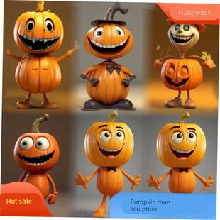 Halloween pumpkin man statue tabletop decoration resin craft