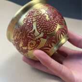 黄铜红字双龙戏珠精雕铜缸送亲戚朋友长辈创意文化摆件批发