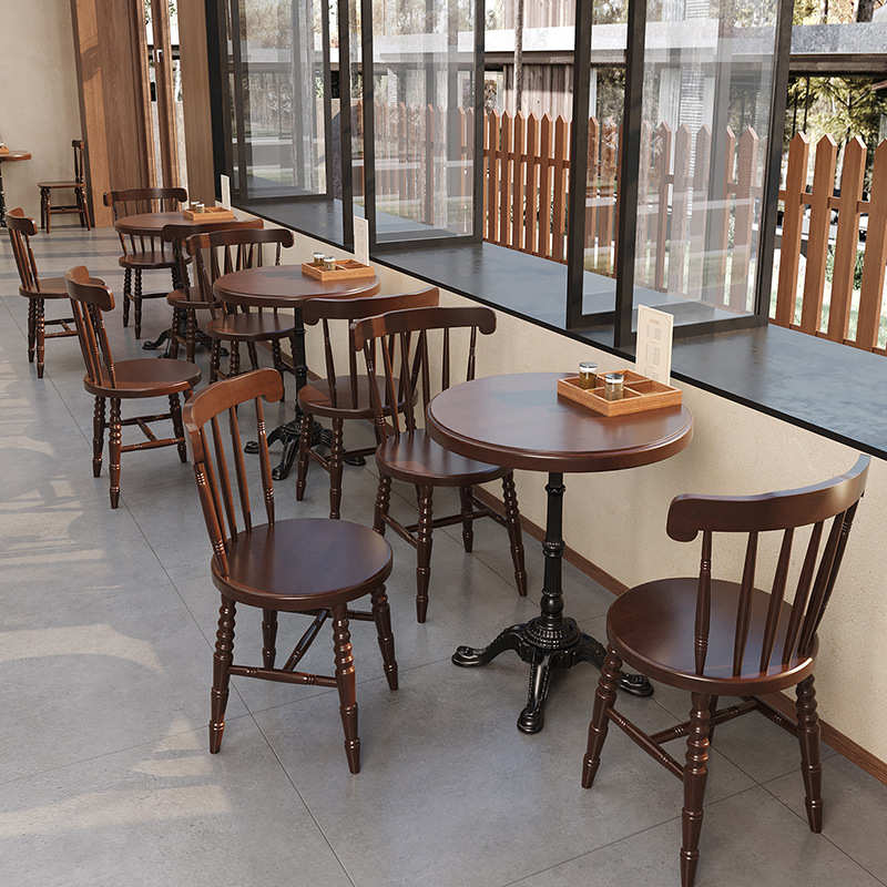 现代简约餐桌椅网红西餐厅实木饭桌椅子轻奢复古餐厅下午茶小桌子