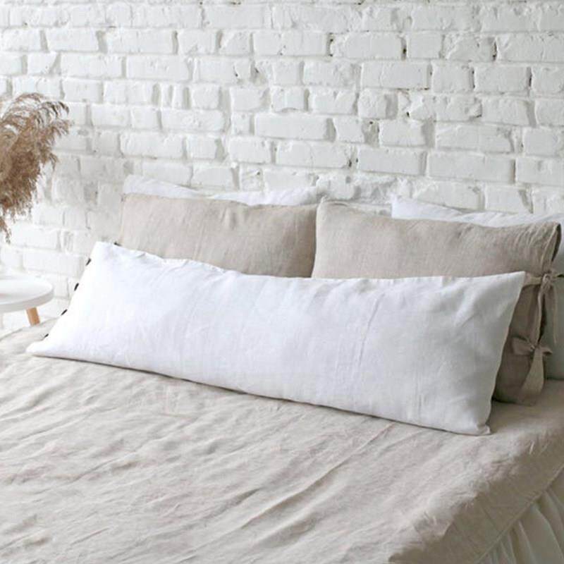 纯亚麻长条抱枕套双人枕头床头靠枕套纯色简约北欧ins风大号靠垫