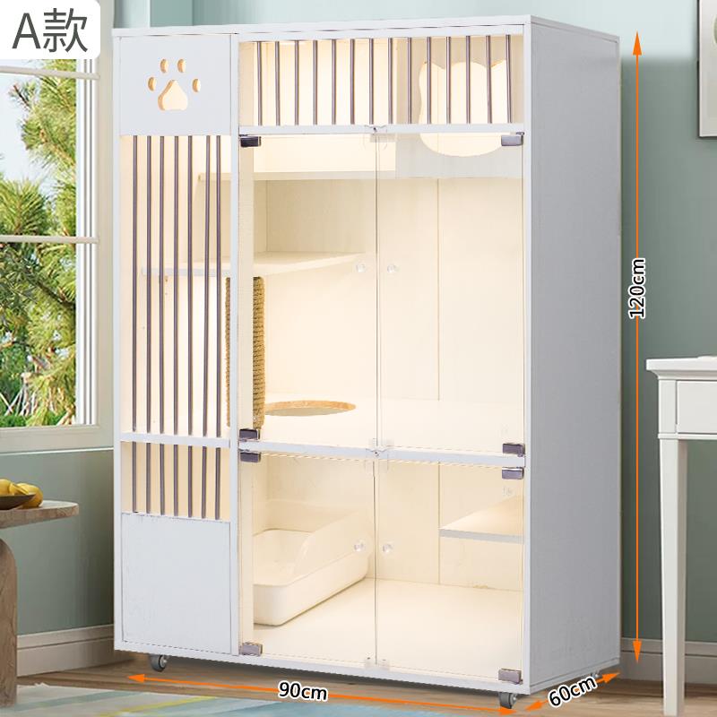 正品别墅间家用室内猫窝猫屋猫舍超大自由空猫柜房豪华实木猫猫笼