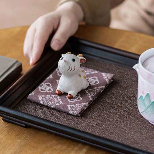 可爱梅花鹿茶宠盖置茶室摆件精品可养招财呆萌家居手工艺品茶玩