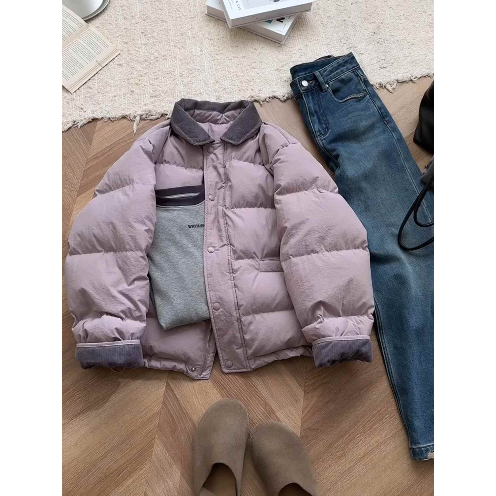 云朵泡芙羽绒服女冬2025新款小个子短款韩系白鸭绒保暖面包服外套