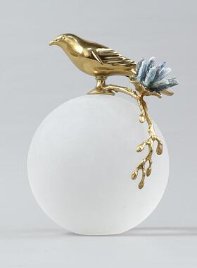 SD2180现代简约水晶铜小件房鸟铜章视鱼小动物样板房台面摆书电柜