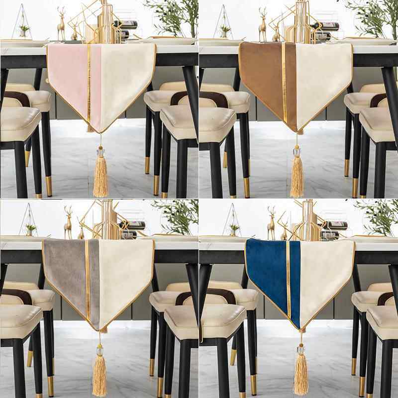 现代简约佐桌旗高精绒布桌餐茶几电视柜餐边密KEC柜菲轻奢桌旗