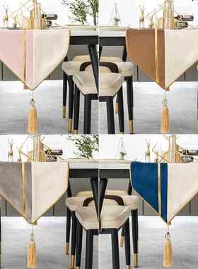 现代简约佐桌旗高精绒布桌餐茶几电视柜餐边密KEC柜菲轻奢桌旗