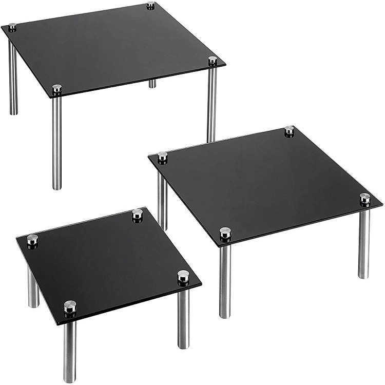 三层方形亚克力展示架 甜品摆放架三件套 cake stand 透明黑色