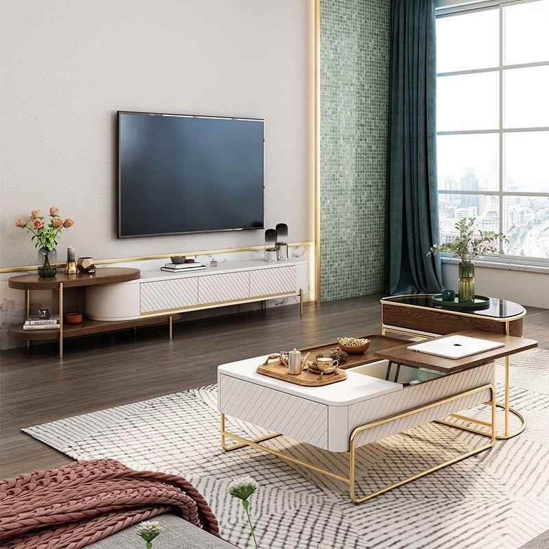 轻奢升降茶几电视柜组合小户型客厅多功能茶几家用现代简约茶桌子