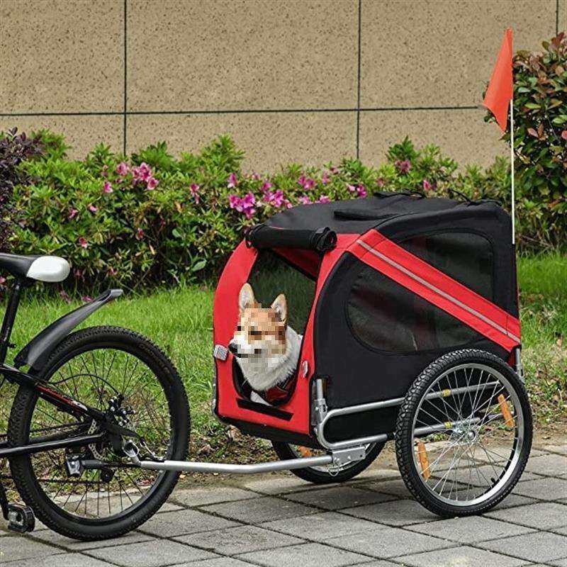 去拖车带遛狗后挂式拖车户外宠物自行车载物推车着大型犬狗狗骑行