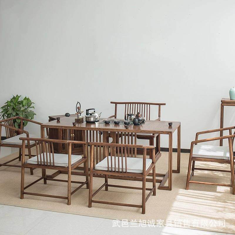 新中式实木圈椅明式老榆木主人椅黑胡桃木太师椅禅意仿古喝茶椅子