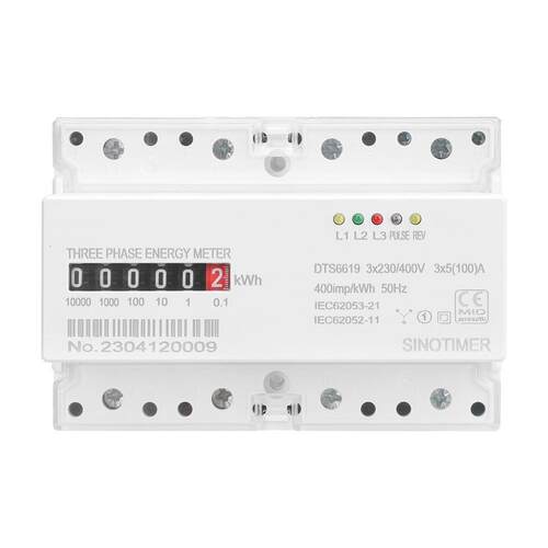 导轨式三相计度器显示电量kWh家用电度表电能表3*230/400V 100A