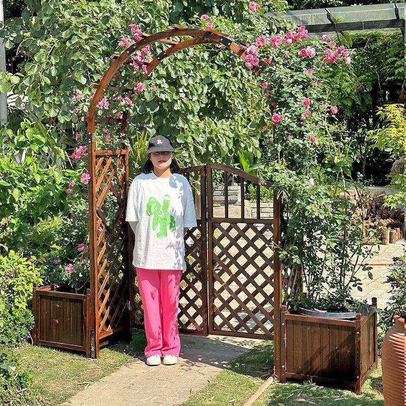 拱门花架子防腐木葡萄架阳台爬藤植物拱形庭院花园门实木花园装饰