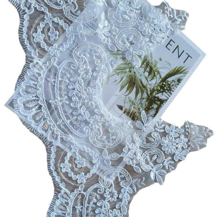 白刺绣装饰布景睫毛花边材料材料 手工辅料婚纱 舞台亮片diy蕾丝