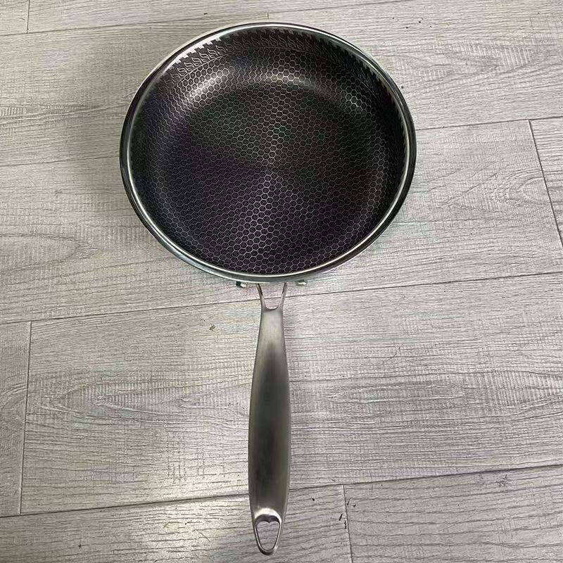 304不锈钢煎锅家用厨房小号多尺寸通用无盖炒锅不易粘平底锅
