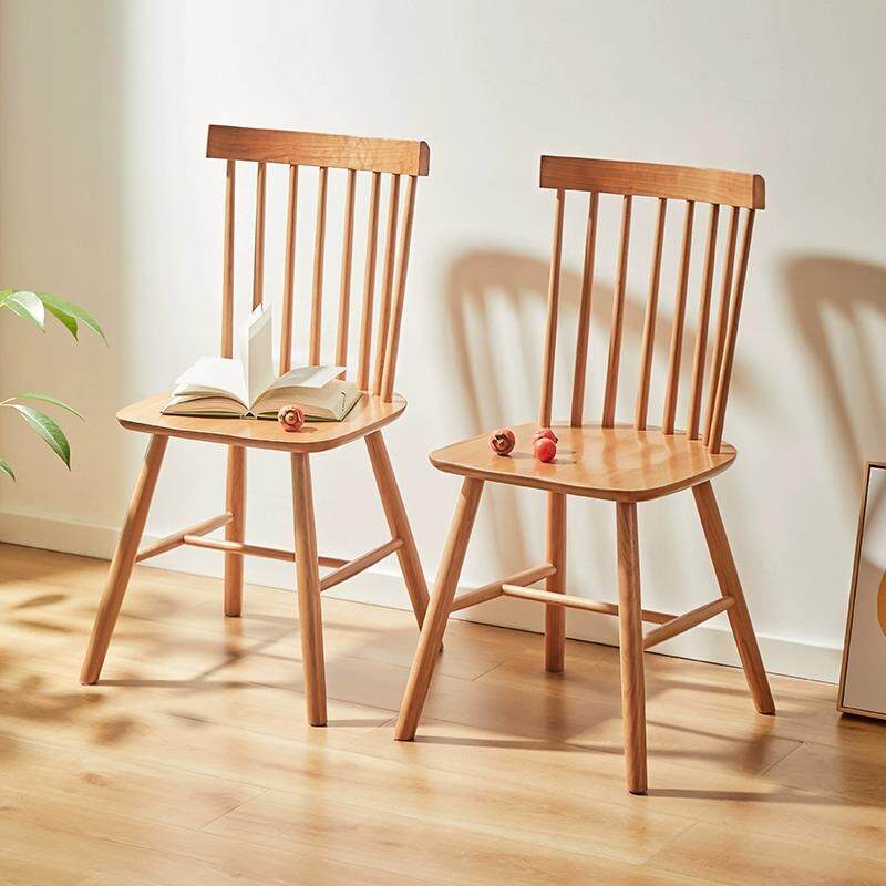 实木椅子现代简约家用靠背温莎餐桌椅原木色樱桃木白橡木北欧餐椅