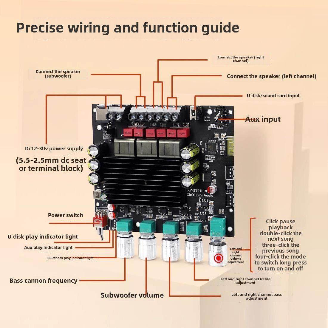 St21Pro蓝牙数字功率放大器板2.1通道100W*2+200W低音炮Tpa3221 S