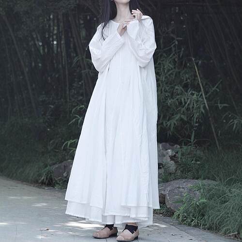 Big swing skirt style sense, double-layer long sleeved big