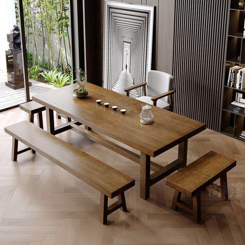 全实木茶桌椅组合客厅家用原木泡茶桌大板整套茶台中式阳台喝茶桌