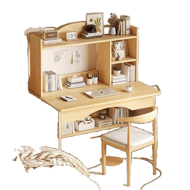 书桌书架组合一体电脑桌台式简约家用写字桌子卧室简易学生学习桌