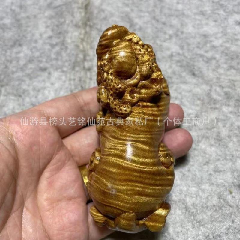 艺铭仙苑金丝楠木满纹貔貅家居饰品雕刻木雕工艺送礼富貔貅收藏