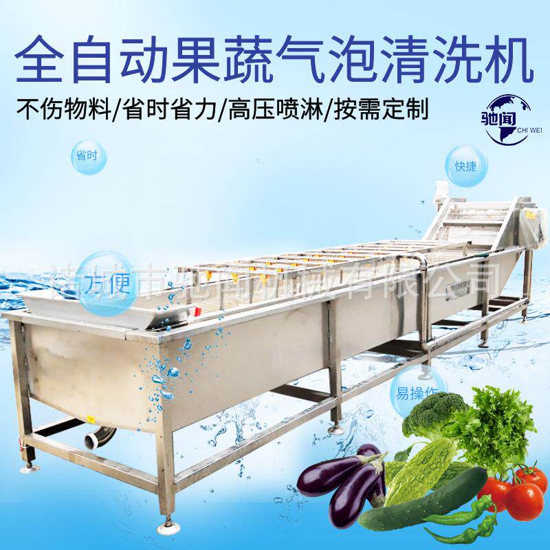 源头工厂全自清洗设备 果蔬鼓泡清去洗农流水线 OCB蔬菜气泡清残