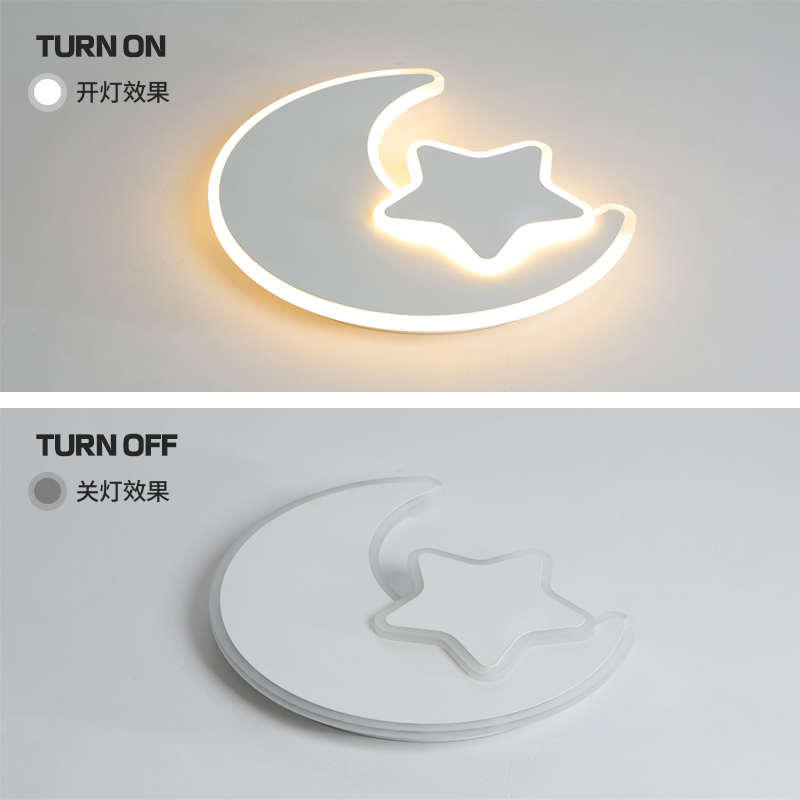 家装灯饰新款创意灯具卧室童红儿吸顶灯房简约现代网北欧温馨月亮