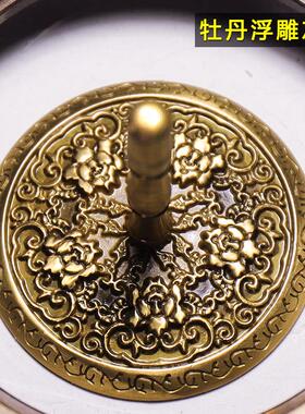 牡丹浮雕圆灰压整平器香粉打篆工具入门香道套装用品纯黄铜灰押