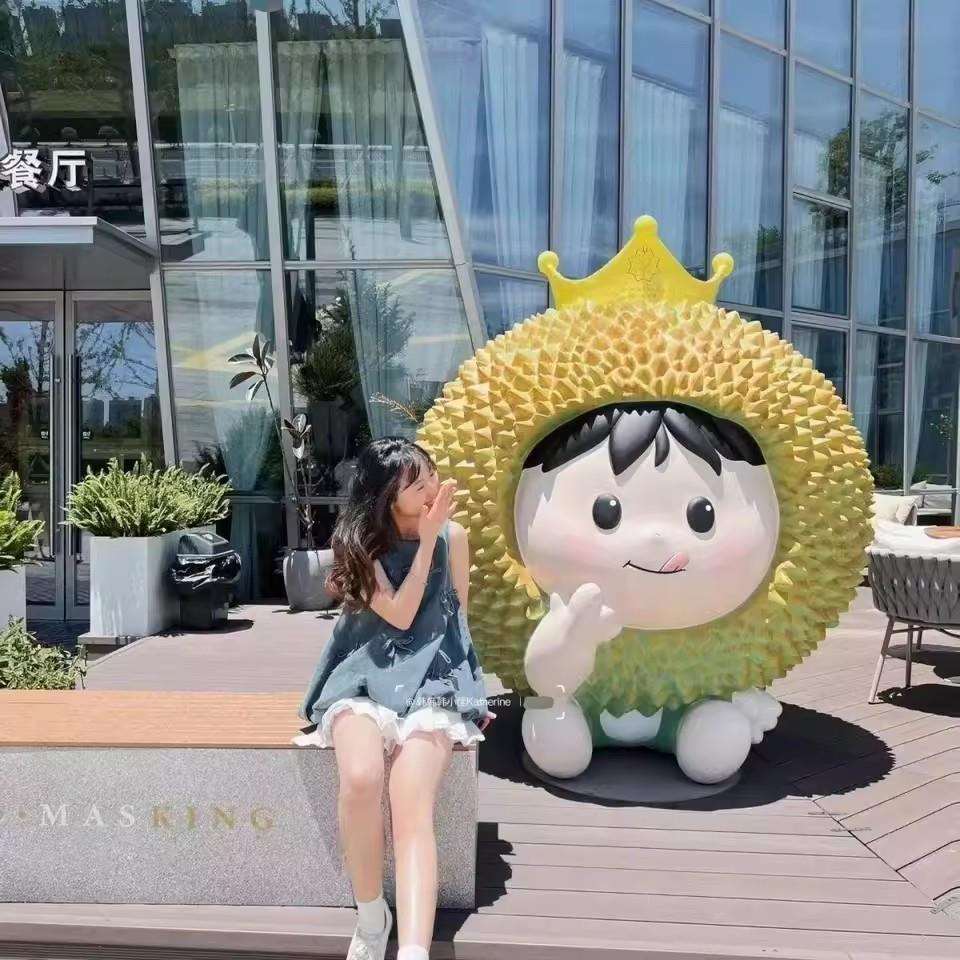仿真榴莲模型玻璃钢雕塑制定水果店立体门头创意网红打卡装饰挂件